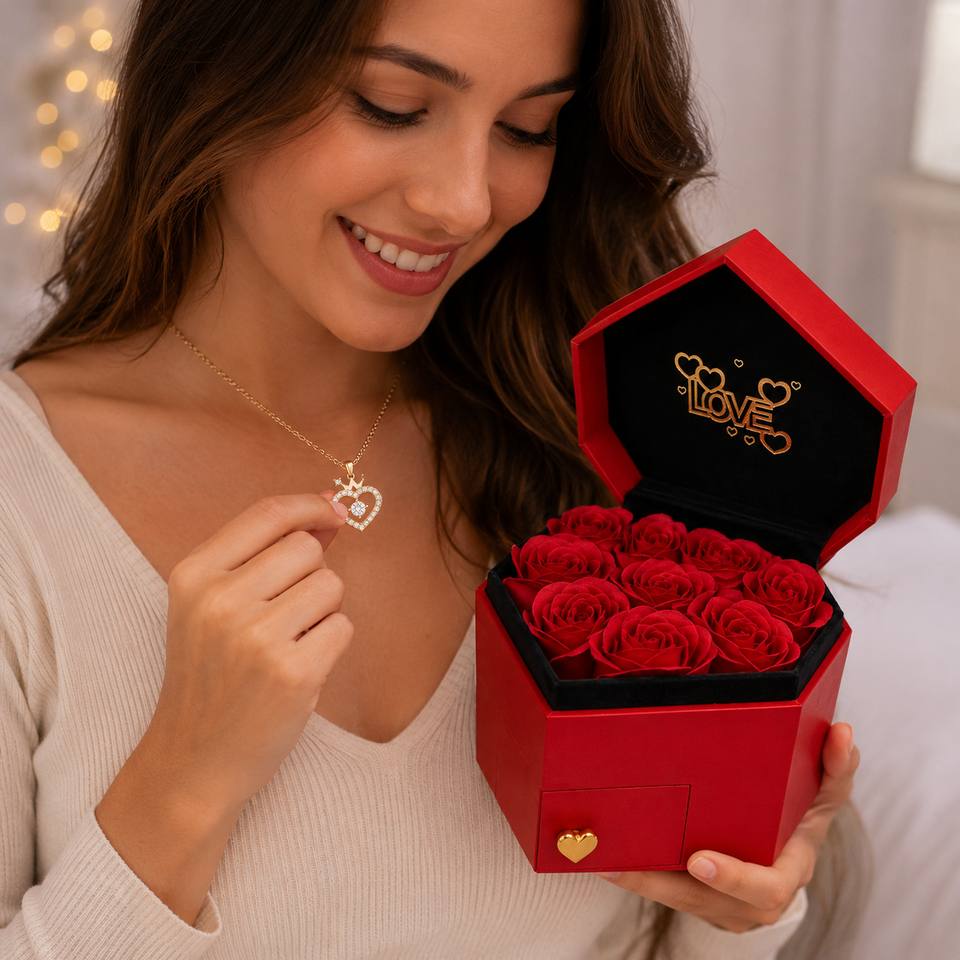 🎁 DETALLE FLOR Y COLLAR CORAZÓN 💖