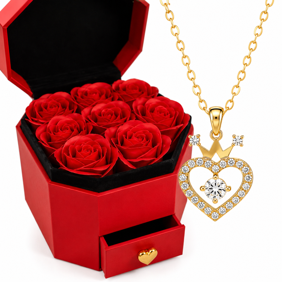 🎁 DETALLE FLOR Y COLLAR CORAZÓN 💖