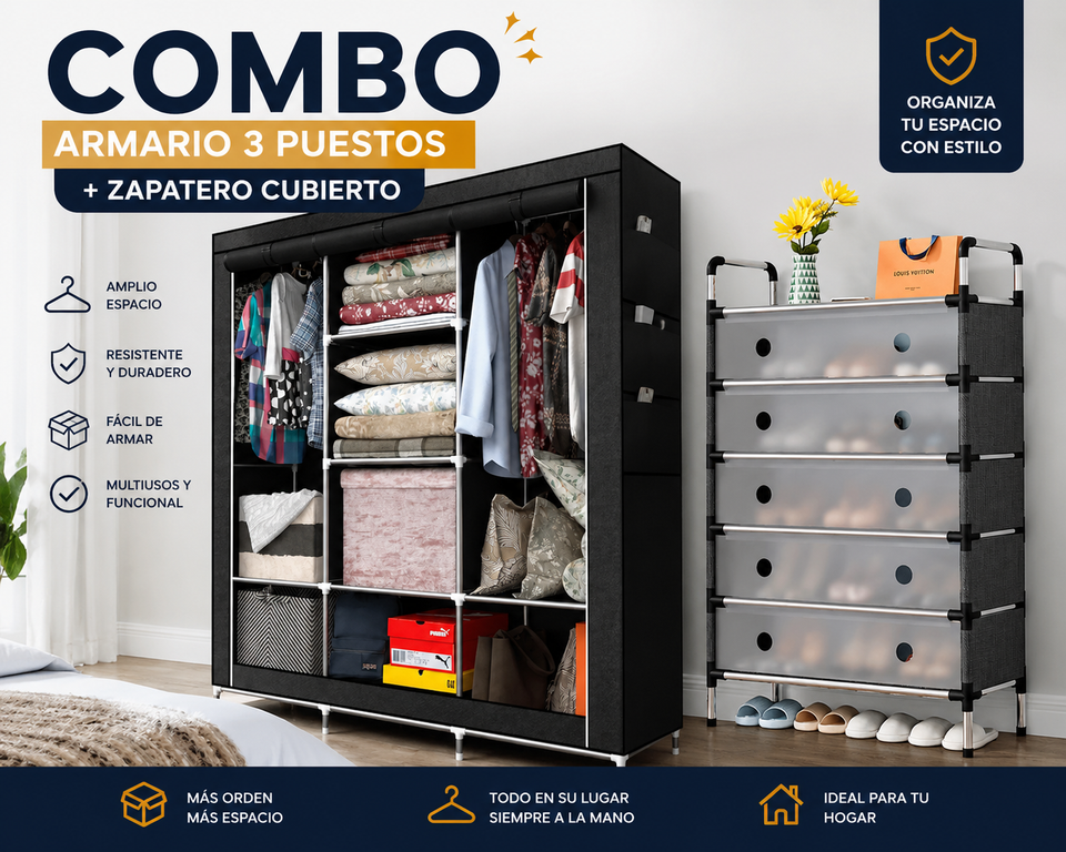 🏠 COMBO ARMARIO + ZAPATERO CUBIERTO