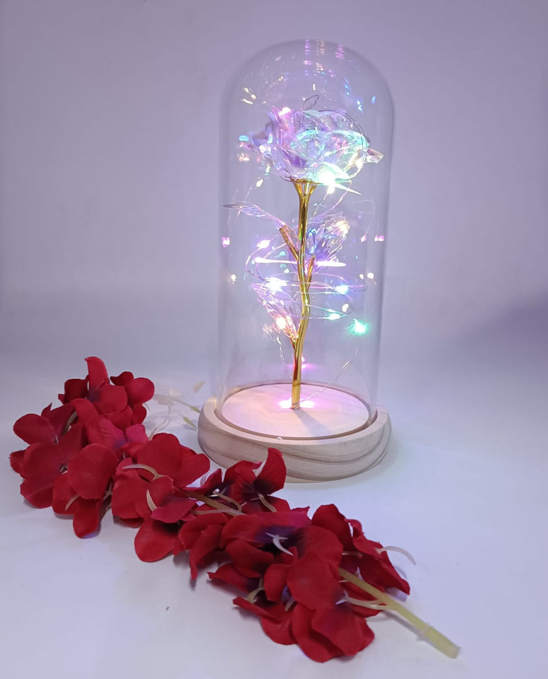 LAMPARA VIDRIO ROSA