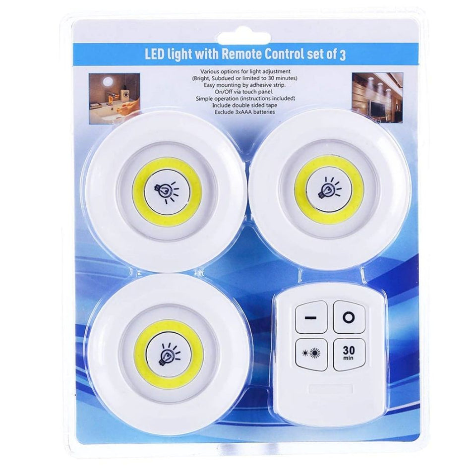 Set De 3 Luces Inalámbricas Con Control Remoto